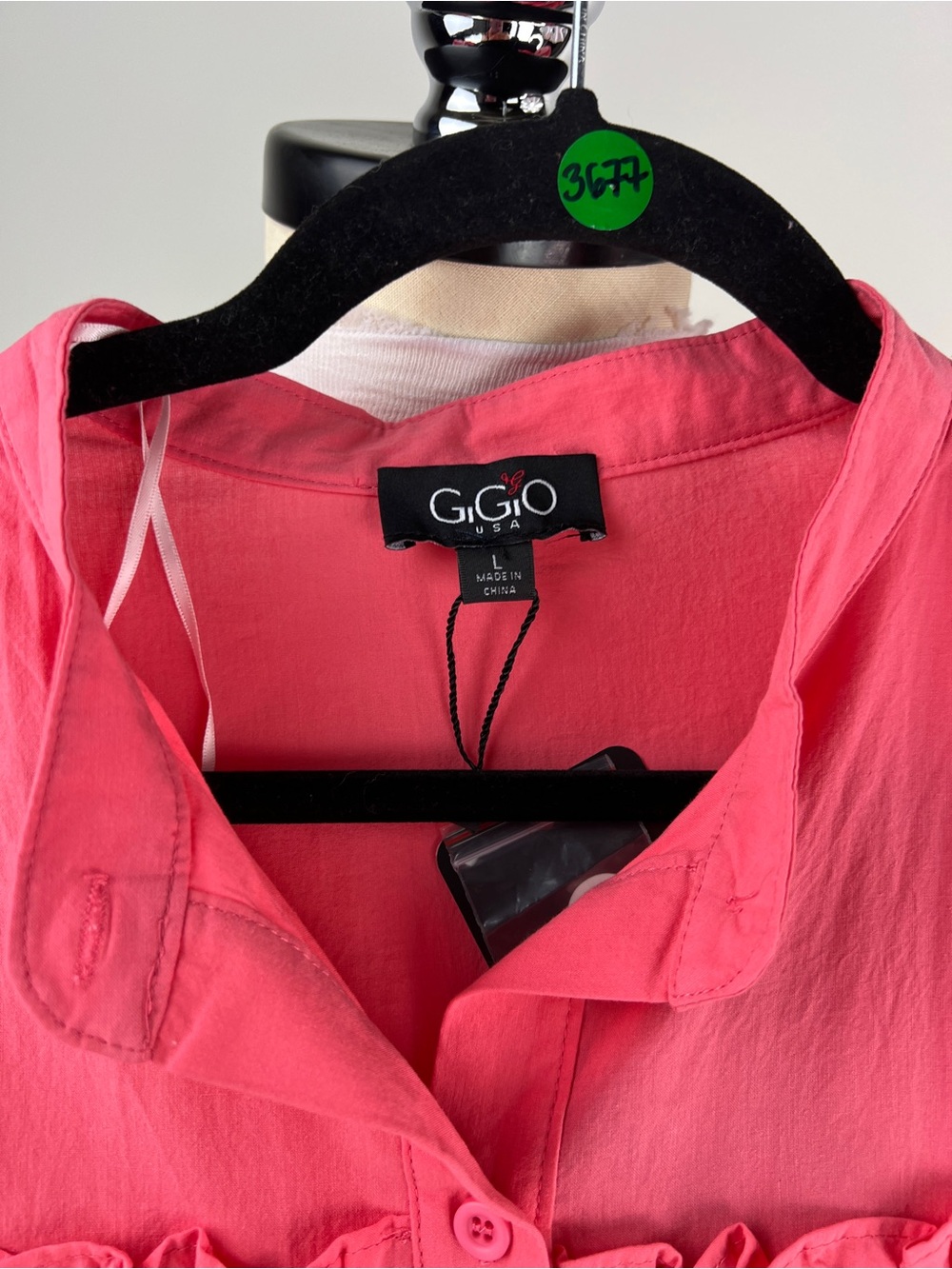 💚 3677. Ruffled Button-Front Pink Baby Doll Dress - Picture 5 of 7